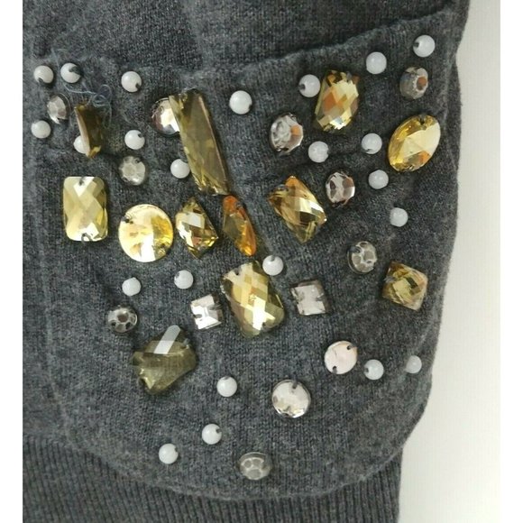 Apt.9 Womens Gray Button Up Cardigan With Rhinestone Embellished Pockets Size XL - Picture 3 of 6